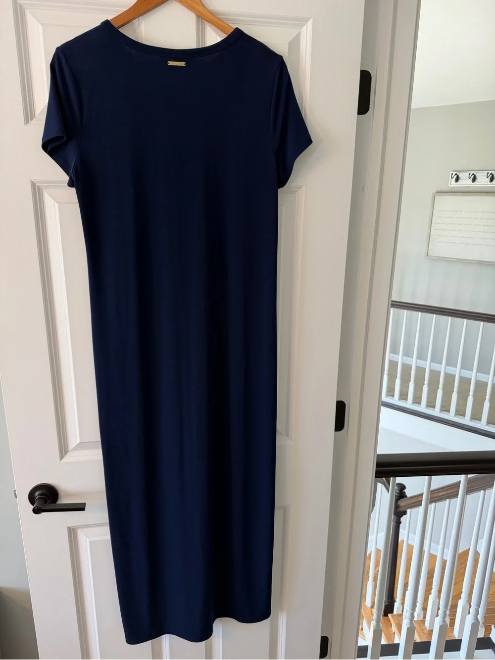Michael Kors Navy Short-Sleeve Maxi with Side Slit